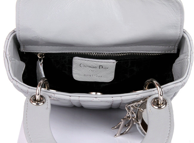 mini lady dior lambskin leather bag 6321 grey with silver hardware